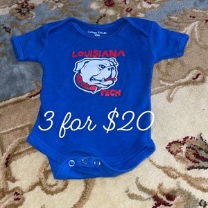 College Kids Louisiana Tech baby onesie 6m. 3itemsfor$20